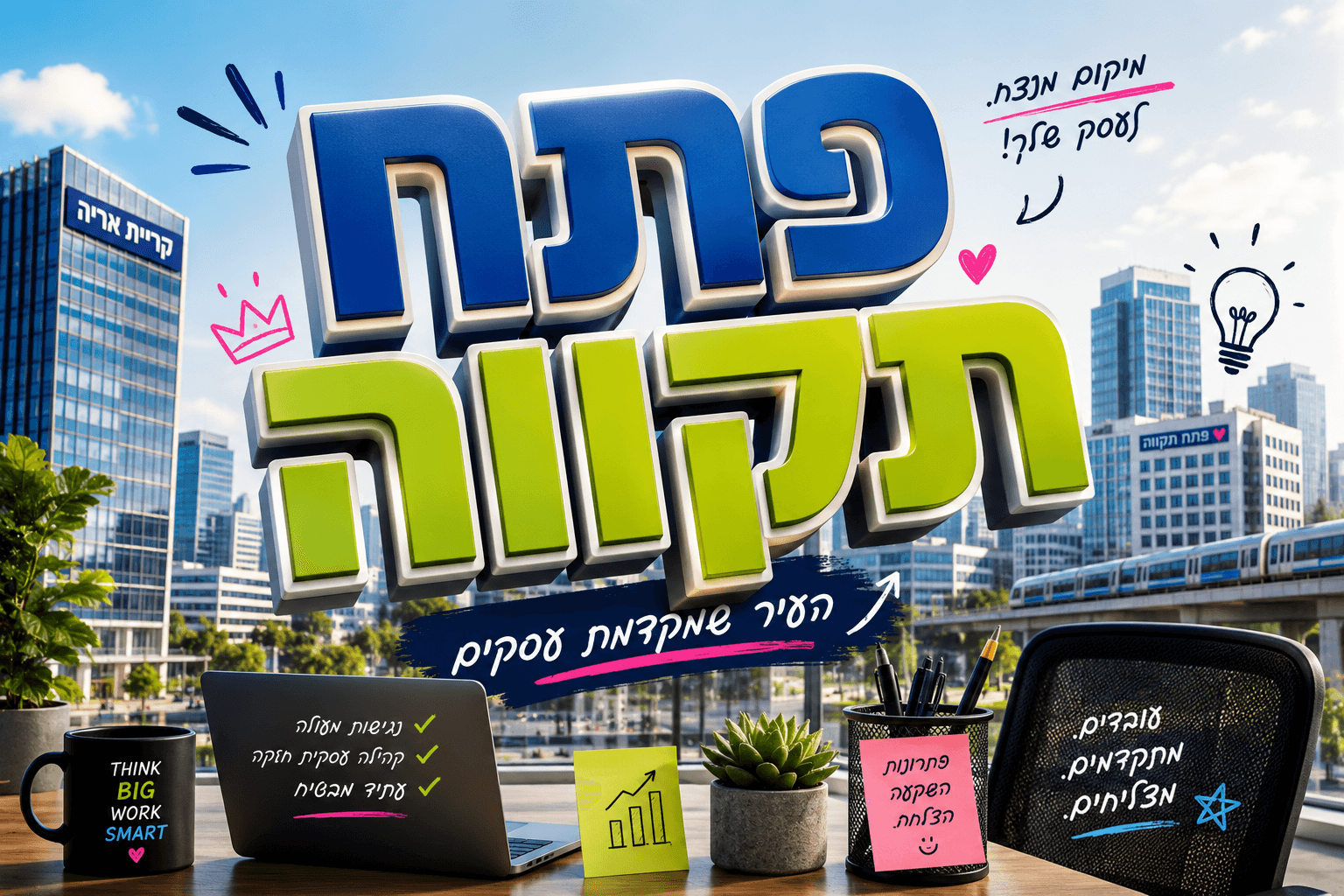 משרדים למכירה בפתח תקווה — מבט אווירי על קריית אריה וקריית מטלון